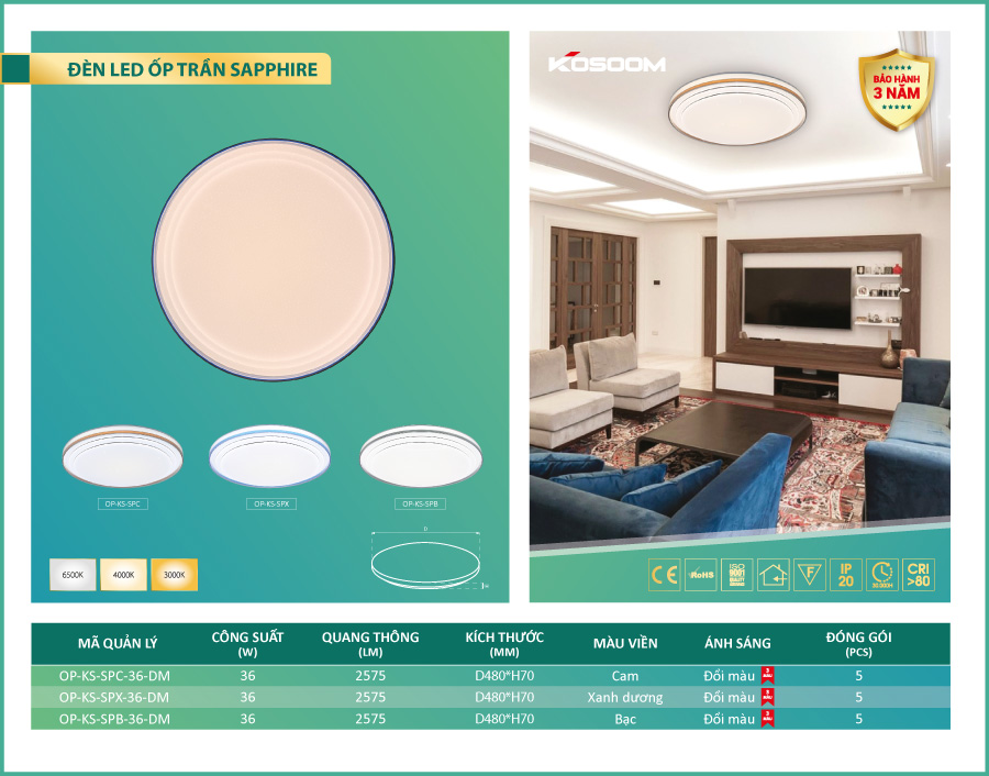 Đèn LED ốp trần Sapphire 2 Đèn LED ốp trần Sapphire giá