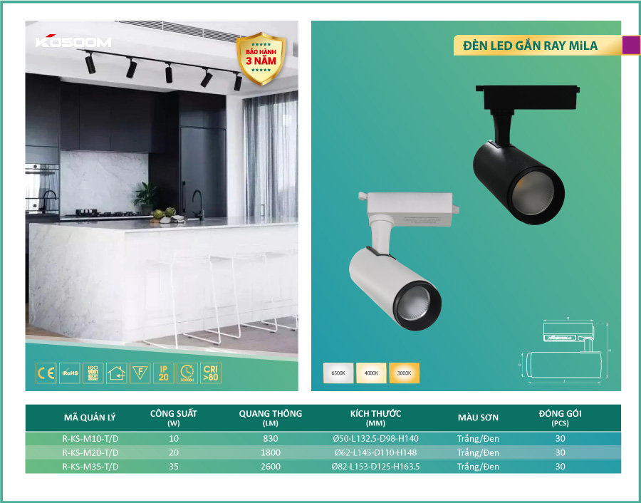 Đèn LED rọi ray COB MiLA 1 Đèn led rọi ray COB MiLA giá